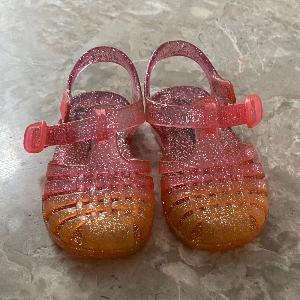 Cat & Jack Glittery Pink and Orange Kids Sandals